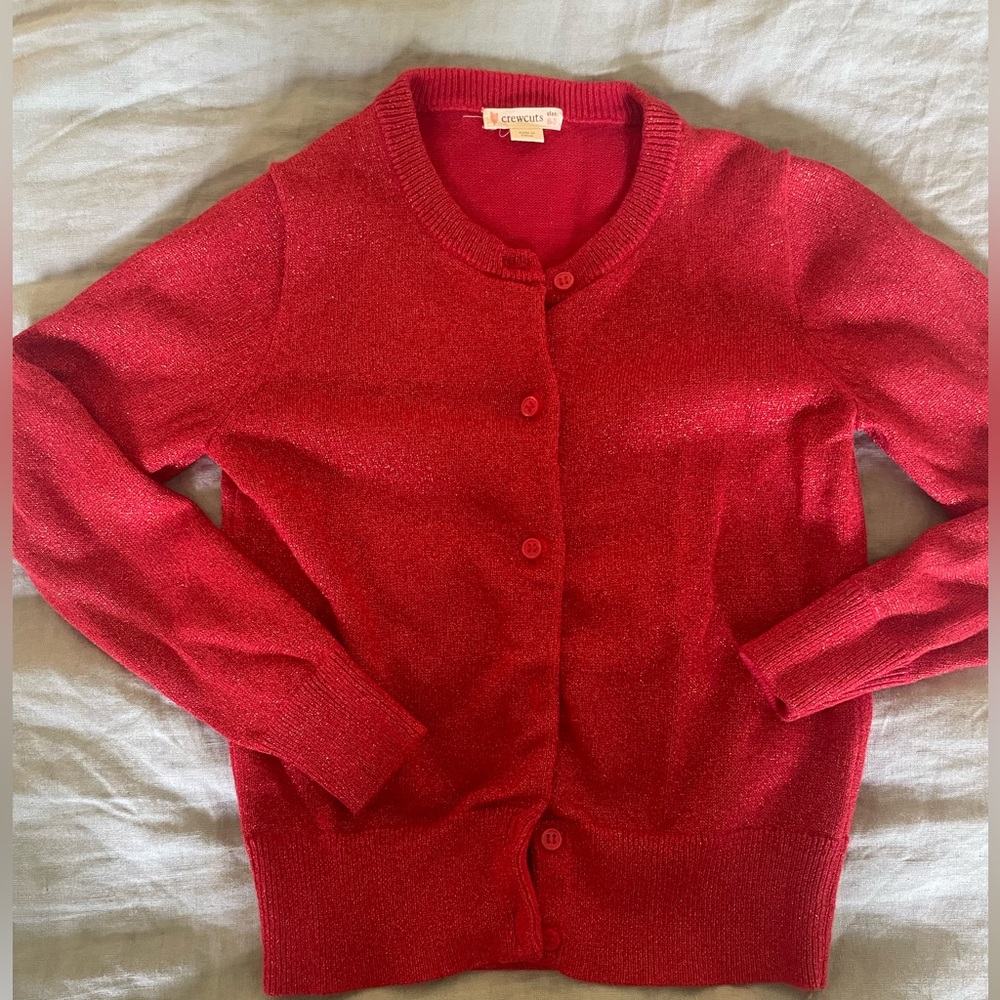 Crewcuts Red Sparkle Cardigan Sweater
